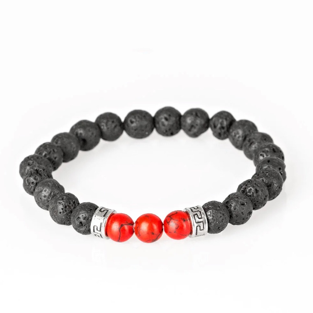 Red and Black Lava Stone Bracelet